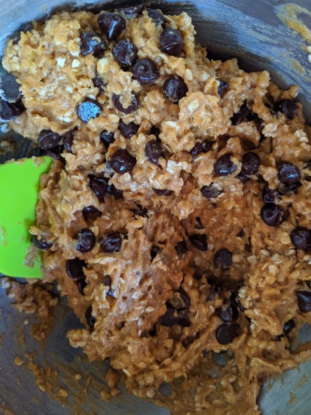 Chocolate chips & oats added to batter