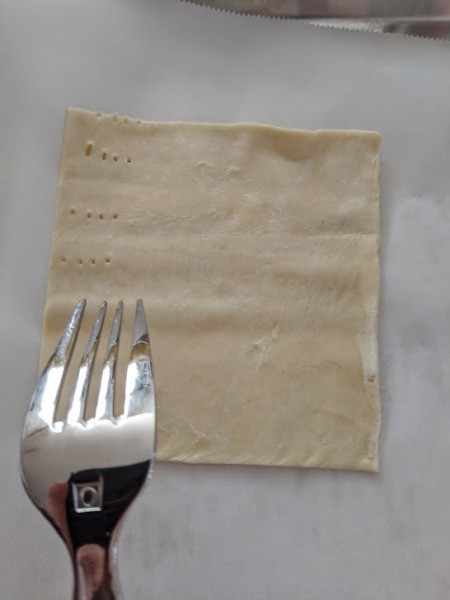 forking puff pastry sheet