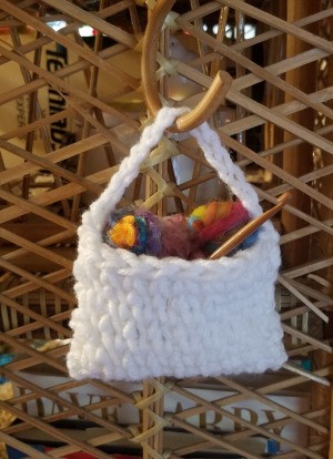 Mini Yarn Bag - bag hanging on a hook