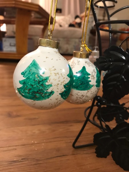 Decorated Clear and White Ornaments  - drying ornaments