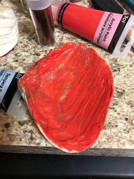 Decorated Seashell Jewelry Dishes - paint up to the edge