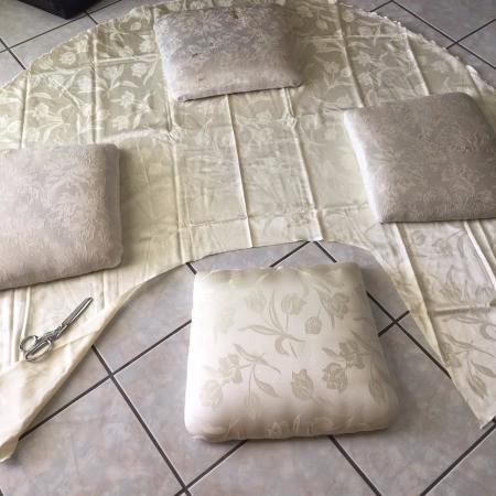 Tablecloth for Reupholstering a Chair - finished seat and the other 3