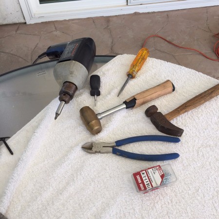 Tablecloth for Reupholstering a Chair - supplies