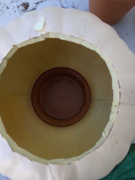 Foam Pumpkin Succulent Planter - place the saucer in the pumpkin