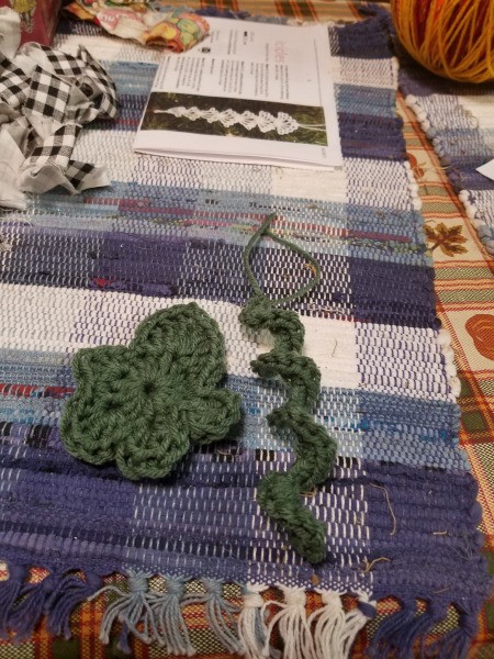 Yarn Covered Pumpkin - leaf and vine