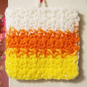 Candy Corn Hot Pad - hanging candy corn colored hot pad
