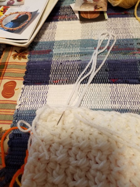 Candy Corn Hot Pad - sewing back to front