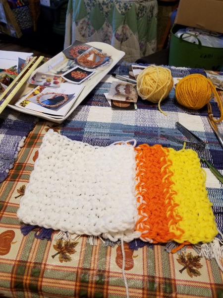 Candy Corn Hot Pad - backing ready to attach