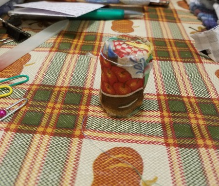 Black and White Fabric Strip Foam Pumpkin - wrap a strip around the length of the cork to finish covering it