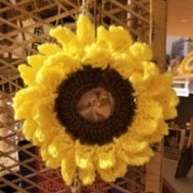 Sunflower Photo Frame - sunflower photo frame hanging on a hook