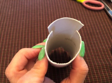 Cardboard Tube Ghosts - cut two slits from the top half way down