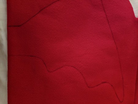 Toddler Girl's Dragon Halloween  Costume - fold the red felt and draw wings on the fold