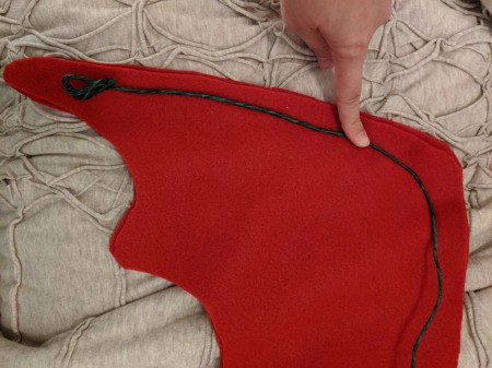 Toddler Girl's Dragon Halloween Costume - bending floral twine wire to the shape of the wing