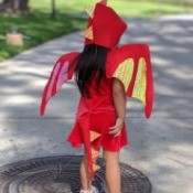 Toddler Girl's Dragon Halloween Costume - young girl dressed as a dragon