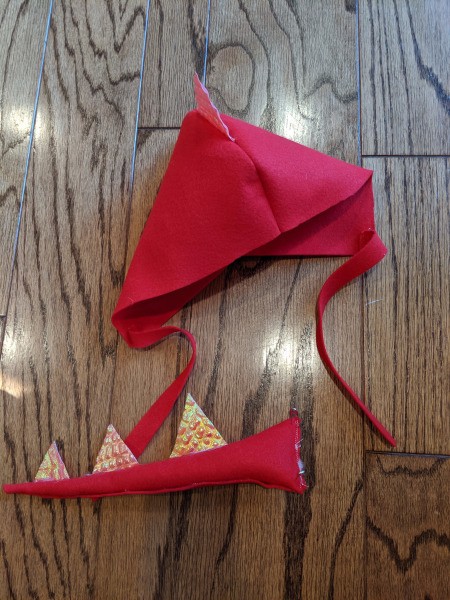 Toddler Girl's Dragon Halloween Costume - another view of the cap and tail