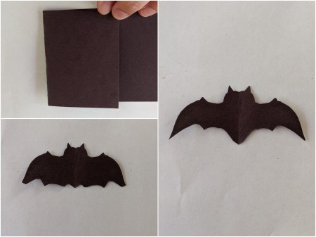 Hanging Halloween Themed Hoop Decoration - black paper bat