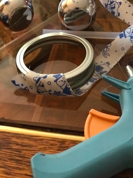 Handcrafted Christmas Ornaments -wrap the ribbon diagonally around the ring