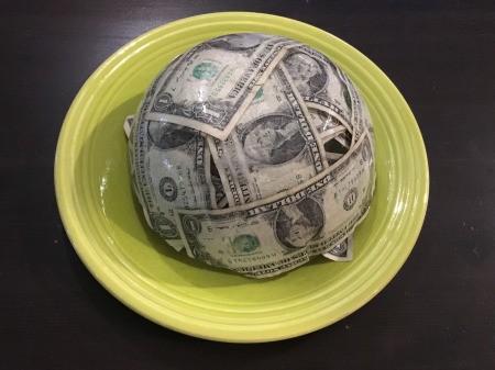 Cold Hard Cash Gift - inverted on a plate