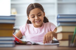 a smart girl reading