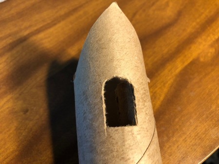 Cardboard Tube Haunted House - round topped door, leave some swinging doors