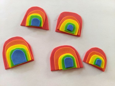 Mini Rainbows Decorated Pumpkin - felt rainbows