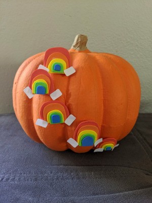 Mini Rainbows Decorated Pumpkin - finished pumpkin