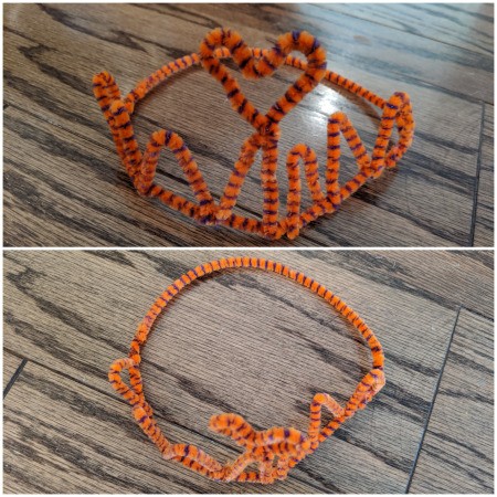 How to Make A Pipe Cleaner Crown - front and top down view of the crown with the heart shape added
