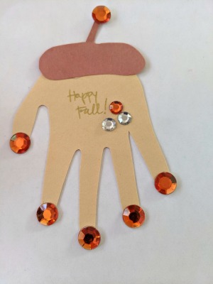 Happy Fall Handprint Acorn Craft - finished craft