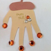 Happy Fall Handprint Acorn Craft - finished craft