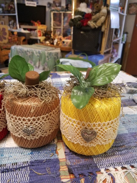 Crochet Thread Spool Pumpkins - other two