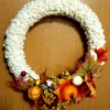 Making a Disassemblable Fall Leaf Wreath - finished wreath hanging