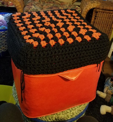 Recovering an Old Hassock - whip stitch the sides together