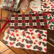 Handmade Gift Tags - examples of tags and a packaged bag in upper left, partially seen