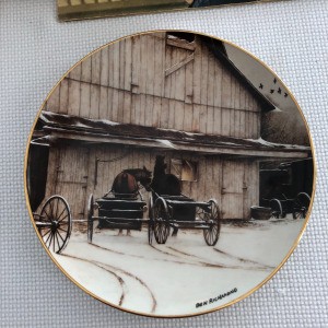 Value of 'The Gathering' Collectors Plate - barn with wagons in front and a horse