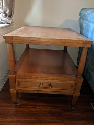 Identifying a Karges Furniture Company End Table - wood end table with a drawer below the lower shelf