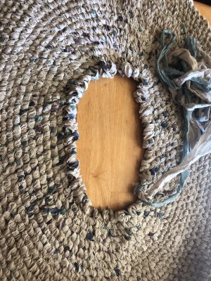 Repairing the Center of a Toothbrush Rug - center of rug torn out for repair