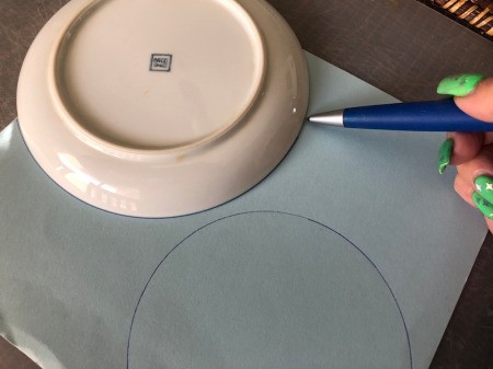 Mini Witch Hat Headband - tracing the larger bowl, offset in the corner of the paper