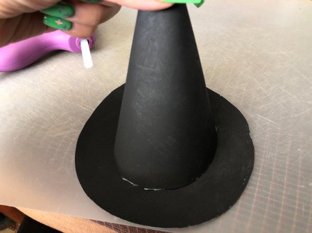 Mini Witch Hat Headband - attach the cone to the circular base