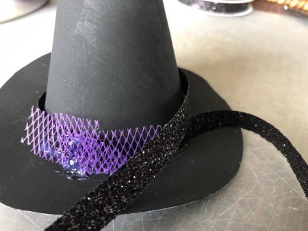 Mini Witch Hat Headband - add net and ribbon