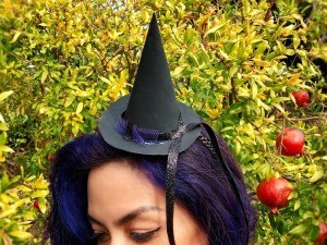 Mini Witch Hat Headband - young woman wearing the mini witch hat