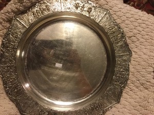 Identifying and Value of a Silver Tray - round tray with ornate edge