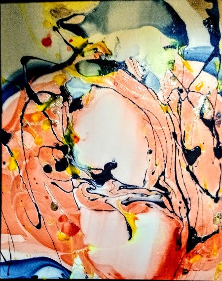 A marble look artwork made from nail polish.