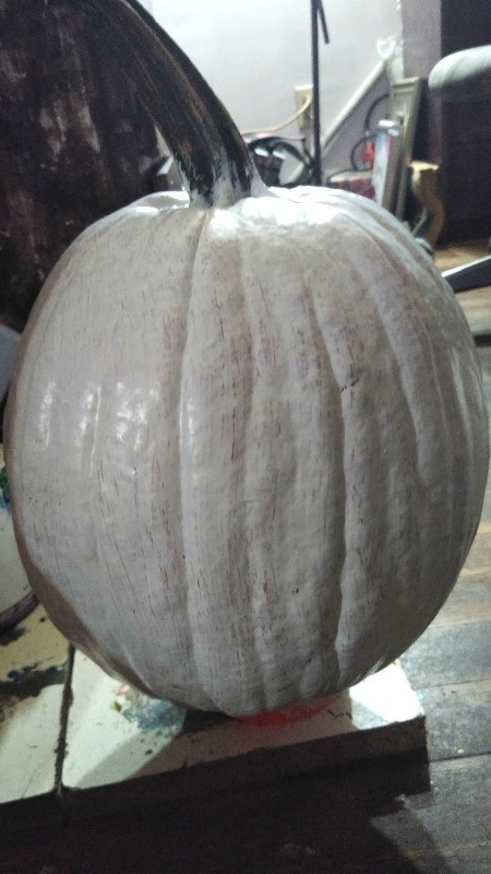 Marbleized Artwork - white painted pumpkin
