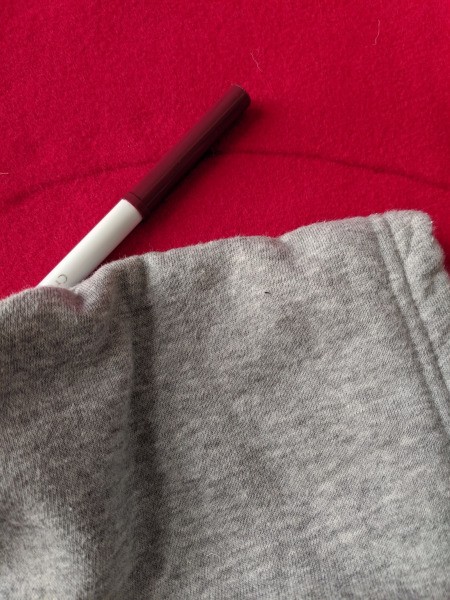 Boy's Dragon Halloween Costume - trace line on red felt