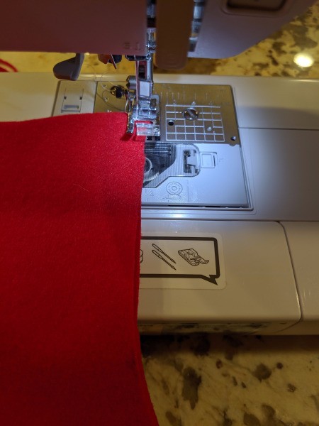 Boy's Dragon Halloween Costume - sewing red felt hood