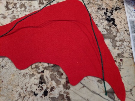 Boy's Dragon Halloween Costume - using floral wire to reinforce wing shape