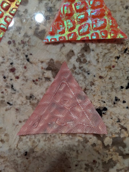 Boy's Dragon Halloween Costume - cut triangles from scale fabric and glue together