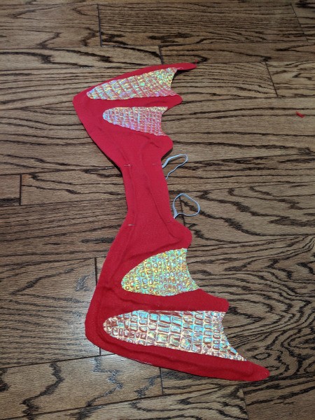 Boy's Dragon Halloween Costume - scales cut and glued in place