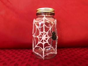 Hot Glue Spiderweb Jar - finished empty jar