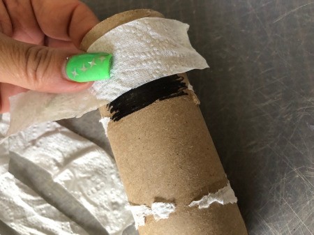 Cardboard Halloween Napkin Rings - glue strips to tube, leaving the rectangle clear
